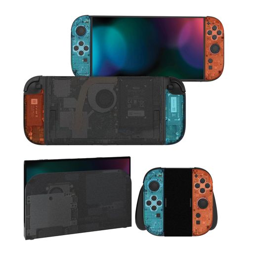 PlayVital Nintendo Switch 2(2025)本体・Joycon対応 フルセット保護ステッカーシール 2セット カスタマイズ用ビニールステッカー ドック&グリップスシール付き【ティアダウン ブルー&オレンジカラ…
