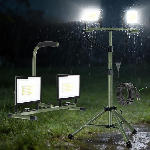 乐天商城 - TENKOO&YOU投光器led作業灯160W20000lm屋外ワークライト防水IP662灯対応スタンド付き投光器三脚付きスタンド高さ調節106-195cm作業ライト昼光色6500K伸縮タイプ折畳三脚スタンド