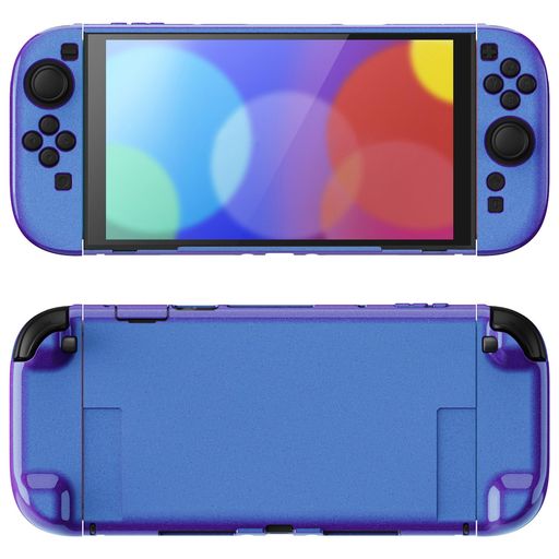PlayVital Nintendo Switch 2(2025)対応ハードカバー 保護ケース 付けたままドックに対応 折りたたみ式スタンド&親指グリップ付き–【光沢あるカメレオンパープルブルー】