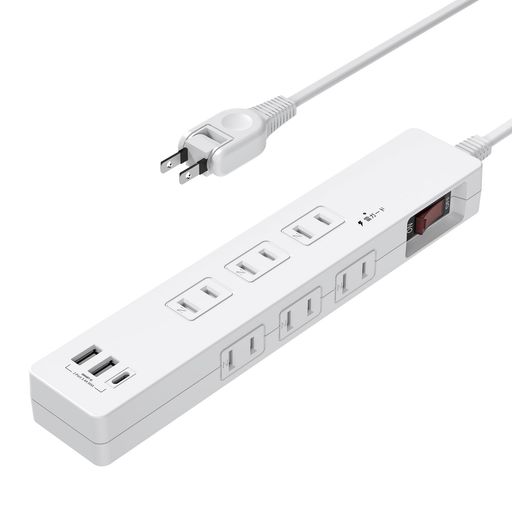 乐天商城 - エムサイン Mscien 電源タップ usb 延長コード 1m usb付き 6個AC口 3個USBポート たこあしコンセント 雷サージ 15000V 一括スイッチ付き コンセント 壁掛け ホワイト(1M)