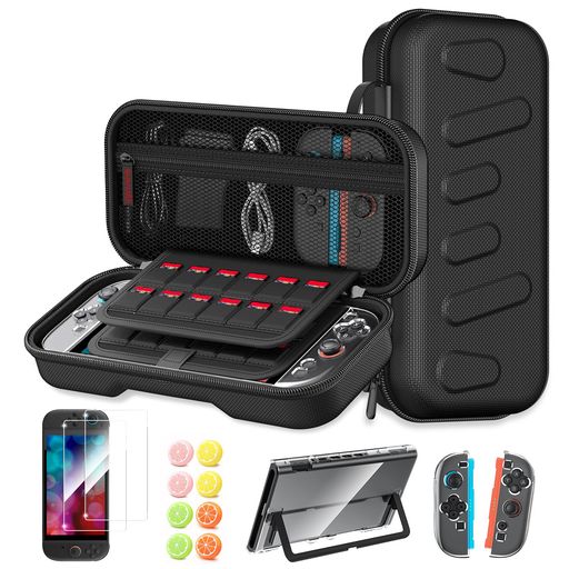 樂天商城 - Switch2ケース収納ケース【金賞革新版】スイッチ2キャリングケース*1+分体式設計保護カバー*1+ガラスフィルム*2+スティックキャップ*8大容量ゲームカードスロット24枚スイッチ2収納バッグ…