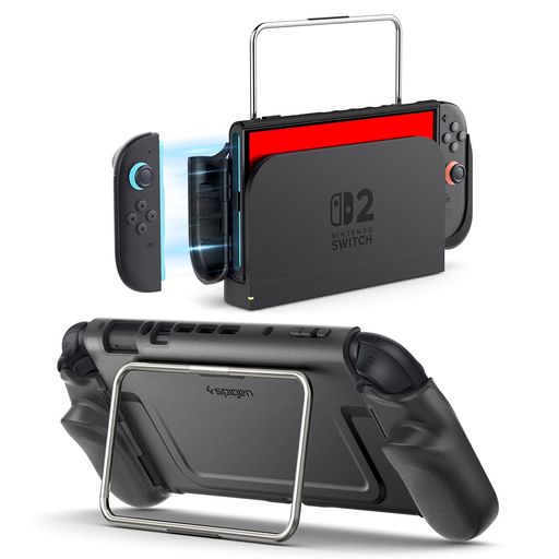 Spigen Switch 2 カバー キックスタンド付き 自由な角度調整 ドック対応 簡単Joy-Con着脱 グリップ感 人間工学的デザイン スイッチ2 保護ケース デュアル・グリップ・プロ ACS10196 (ブラック)