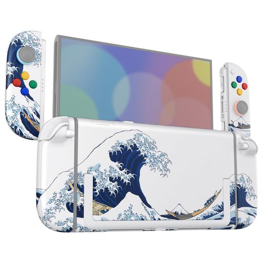 乐天商城 - eXtremeRateNintendoSwitch2対応用DIY交換シェルボタン、Switch2&Joycon2対応カスタムフルセット背面プレートコントローラーハウジングボタン付きデラックス版【ザグレートウェーブ】