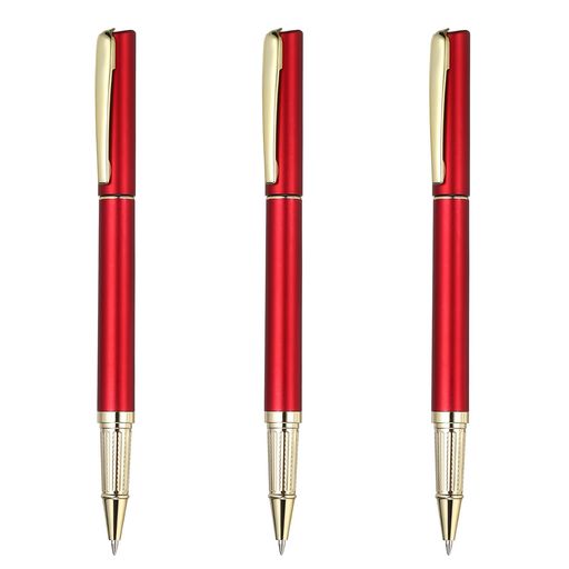 乐天商城 - PATIKIL**ジェルペン3本セット0.5mm黒インクローラーボールペンビジネス向けスタイリッシュ金デザイン中細ペン先なめらかな書き味速乾性事務所用品メモ取り会議用赤