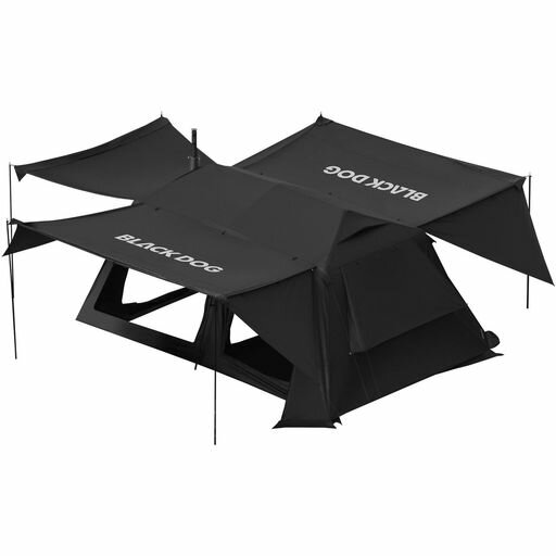 乐天商城 - BLACKDOGワンタッチテント大型2ルーム星追い13X5-8人用室内高1.8m全面ブラックコーティング遮光率99.9%3面キャノピー煙突口スノースカート付耐水圧3000mm着脱式グランドシート設营簡単ツール…