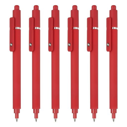 ;仕様: 素材: プ ラスチック / ペン本体の色: 赤 / インクの色: 黒 / ペン先のサイズ: 0.5mm / 0.02インチ / ペン本体の直径: 10mm / 0.4インチ / 全長: 14.7cm / 5.8インチ / 同梱物: 収納式ジェルペン x6本 ** ;特徴: 0.5mmの細字ペン先で、なめらかな書き味と速乾性のあるインクがにじみを防ぎます。頑丈なプ ラスチック製で、長期間の使用に耐えます。クリップにはスチールボールが内蔵されており、本やノートに固定しても紙を傷つけません。クラシックなデザインで、たっぷりのインク容量により様々な筆記作業に対応。日常使いに最適です。 **< ;使用方法: シンプルな収納式デザインで、端のボタンを押すだけでペン先を出し入れできます。キャップが不要で、使いやすく収納も簡単です。 **< ;用途: この収納式ジェルペンは、会議、勉強、メモ取り、日記、計画立案など、日常的な使用に最適です。事務所、自宅、旅行先でも確実に使用でき、スタイリッシュなデザインで友人や先生への贈り物としてもぴったりです。