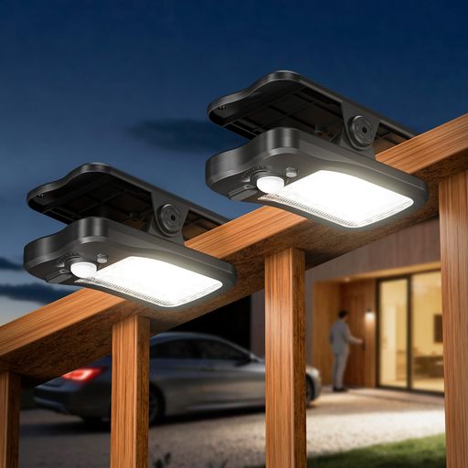 「800 ルーメン高輝度 x120° 広角検知 強力防犯効果」66 個高輝度 LED ビーズを搭載した屋外用ソーラーモーションセンサーライトは、800 ルーメンの明るさで最大約 5m の範囲をカバー!120° の広角人体検知機能が、庭や門柱周辺の不審者を即時検知し、防犯効果を最大化。暗い夜道の足元を照らすだけでなく、空き巣を予防する防犯ソーラーライトとしても活躍します。 「3 種類点灯モード 場面に応じて切り替え自由」煩わしい手動操作不要!3 つのモードを使い分けて、生活シーンにマッチさせましょう。モード1:暗右向き矢印明右向き矢印暗、モード2)OFF右向き矢印明右向き矢印OFF、モード3)暗のままになります。設置推奨高さ:3~5m、ソーラーパネルを南向きに設置すると充電効率がアップ! 「穴あけ不要 x どこにでも簡単取り付け」クリップ式ソーラーライトの強みは「設置自由」!頑丈なクリップでフェンス・チェーンリンクに挟むだけで固定可能、付属のフックで吊り下げる・ネジで壁に固定する方法も対応。