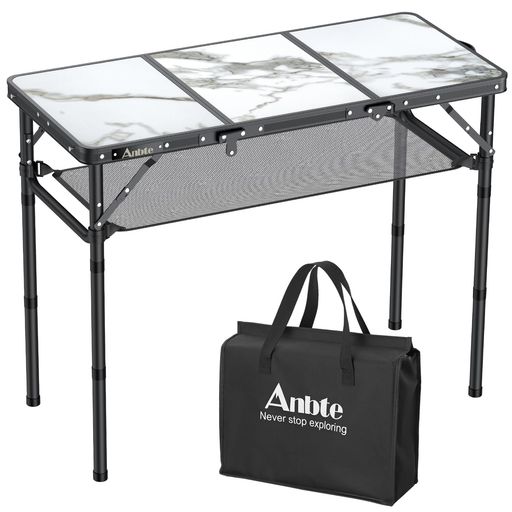 Anbte キャンプ折りたたみテーブル 三つ折りアウトドア用テーブル(大理石模様)