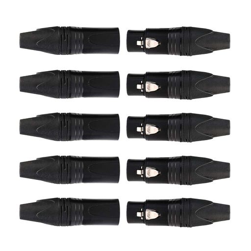 ッショナルシリーズXLR、XLR 3ピンオス/メスオーディオコネクタ 丈夫、金属製。組み立てとはんだ付けが簡単です。 メタルエンド、ケーブル(DMX、MIC、、オーディオなど)の作成に最適 抗圧力、抗指紋、抗干渉、高い高温、強くて丈夫。 保護金属ハウグ柔軟なPVCジャケット。