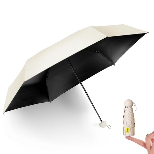 乐天商城 - 折りたたみ傘日傘超軽量レディースコンパクトUVカット100%晴雨兼用完全遮光持ち運びに便利ギフトプレゼント耐久収納ポーチ付き(モカベージュ)