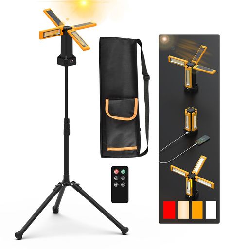 キャンプ。 充電式ソーラーパワー、長持ちするバッテリー、多用途の照明モード、屋外での使用に適した柔軟なデザイン。 ワーニング️ご購入前にお読みください。 当店のほとんどの製品には、無段階調光機能が付いています。 左側のボタンを長押しするだけで、無段階で明るさを調整できます。 【明るさと調節可能な調光】最大4 x 2000ルーメンのこの製品は、無段階調光オプションがあり、明るさをお好みのレベルに調整できます。 ホワイト/ウォーム/ネイチャーホワイト/レッド(SOS)の4つのライトモードは、あらゆる状況に最適な照明を提供します。 【強化された大容量バッテリー】13200mAhの大容量バッテリーにより、この製品は通常の使用で14時間以上動作し、最低輝度で30時間以上の照明を提供します。 さらに、USBポートを搭載しており、携帯電話やその他の電子機器を充電できます。 【ライトブレードの柔軟な回転】4つのLEDランプヘッドを備えたこの製品は、幅広い照明を提供します。 垂直180°と水平270°回転を提供し、目的のコーナーを効果的に照らすことができます。