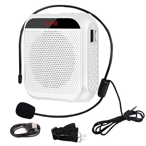 拡声器 メガホン ポータブル拡声器 ハンズフリー拡声器 ノイズキャンセリング 小型 高音質 microSDカード対応イベント USB充電式2200mAh大容量 講演/店頭販売/街頭演説/誘導案内などに適用 音…