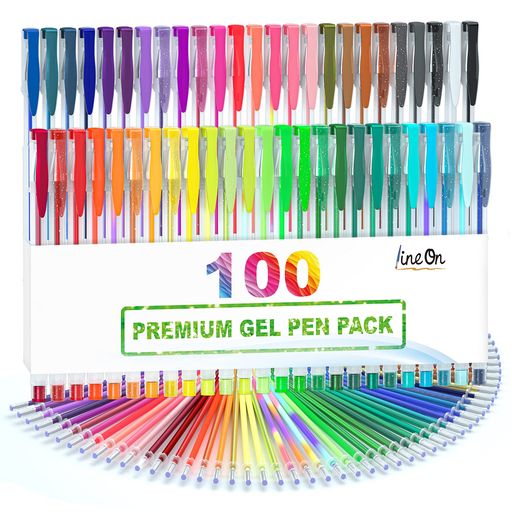 樂天商城 - Lineonジェルボールペンカラーボールペン100パックゲルインク水性50色セット50色替え芯入り塗り絵スケッチ落書き絵描きグラフ手帳カレンダーメモ取り子供用入学お祝い誕生日クリスマス…