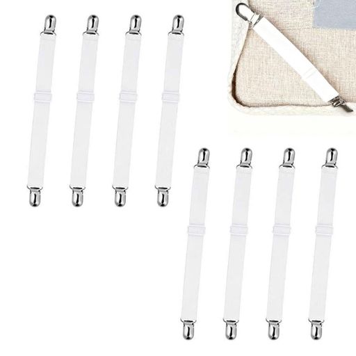 樂天商城 - HUIKKJP 布団クリップ 8本セット ベッドシーツズレ防止クリップ 調節可能30〜129cm ベッド&ソファー&アイロン台カバー用 コーナー止め固定滑り止め ホワイト