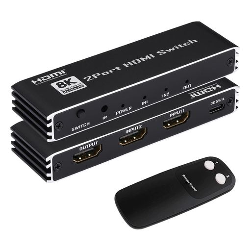 【8K HDMI 2.1 切替器】この8K HDMI切替器を使用すると、2 つの HDMI 信号源を 1 台の HDMI ディスプレイ (HDMI切替器として) に接続できます。ワンキーで画面内容を切り替えて、オフィスやエンターテイメントをより効率的にします。リモコンで切り替えることもできます。 【8K超高解像度】 8K@60Hz、4K@120Hz、1080P@240Hzの解像度をサポートし、最高48Gbpsの転送速度を提供し、以前のすべてのHDMI規格と下位互換性があります。 VRR、ダイナミック HDR、HDCP 2.3、Dolbyビジョンと組み合わせて、よりリアルな視覚効果を実現します。(▲ご注意:視覚効果を楽しむには、標準の 8K HDMI 2.1 ケーブルを接続する必要があります。製品の両端に接続されている HDMI ケーブルの長さは 3 メートルを超えてはなりません。) 【幅広い互換性】この8K@60Hz HDMI 2.1切替器分配器は最新のチップを採用しており、アルミニウム合金素材で作られており、防食構造は過熱や破損にも耐え、より耐久性があり便利です。