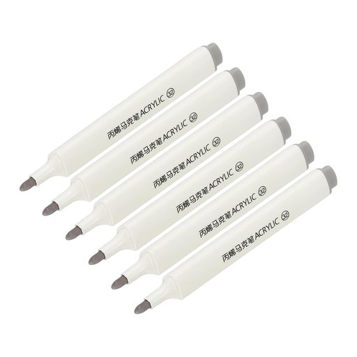 乐天商城 - PATIKILアクリル絵具マーカーペン6本セット太字先端耐水性水性ロックペイント木材DIYクラフトガラス陶器キャンバス用グレー