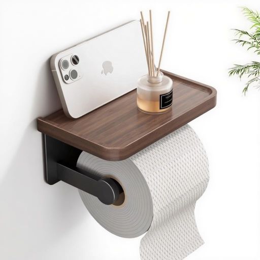 乐天商城 - ウォールナット胡桃木製トイレットペーパーホルダー収納付き(ウォールナット(胡桃)製トイレットペーパーホルダー)