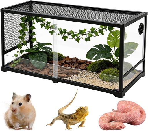 樂天商城 - TUIYIDUO 爬虫類用飼育ケージ 360° 観察仕様 強化ガラス製 幅 80x 奥行 40x 高さ 35cm 飼育ボックス 保温ケース スタッキング対応 アルミ合金フレーム リクガメ ハリネズミ レオパ フトアゴ 小動…