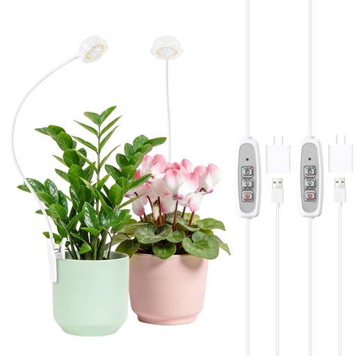 樂天商城 - 屋内植物用グローライト,ポットクリップ LED 植物ランプ,4000K フルスペクトラム,4 段階調光,6/12/16 時間自動タイマー,360° 可動グースネック,白色 多肉・小型屋内植物用,2 個セット