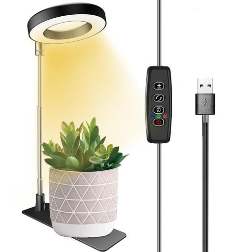 乐天商城 - 植物育成ライトLEDスタンド観葉植物ライト10段階調光自動タイマー機能(3H/9H/12H)高さ調整可能USB給電家庭菜園水耕栽培多肉植物室内園芸省エネ園芸用品(1個暖白色の光)