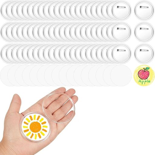 乐天商城 - siawadeky透明ボタンバッジ50個入丸型58mmアクリルバッジDIYバッジ部品手作り缶バッジ安全ピン付きバッジバッジ作成用品耐久性ハンドメイドキット最高プレゼント写真入れアニメアイドルグ…
