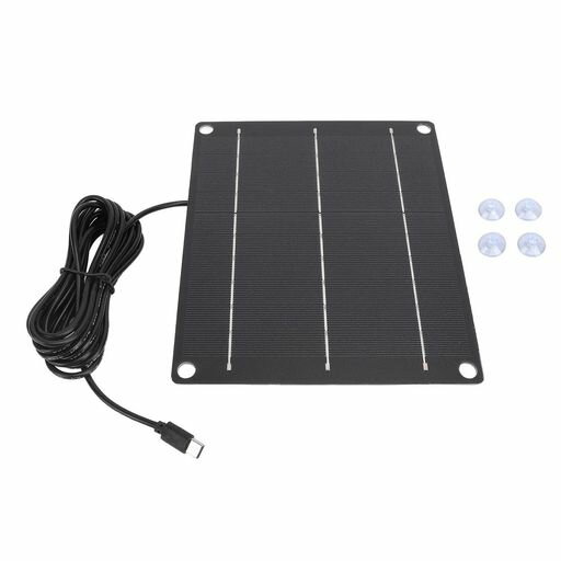 6W 6V ソーラーパネル充電器、 Type Cポート付き防水高効率単結晶ソーラーパネル、 電話、小型ファン屋外セキュリティカメラ用DIYソーラーパネルキット