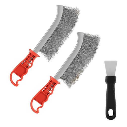 【ワイヤーブラシのサイズ】ワイヤーブラシのサイズ:長さ24cmxブラシ幅12.5cmxブラシ高さ4.7cm。詳細は商品画像でご確認ください。作業に便利なサイズで、日常作業やDIY、研磨磨きの仕上げ、サビ落としや汚れ落としなどに幅広くご利用いただけます。 【素材・J字型構造を採用】素材:高品質素材を採用した金属ブラシ。汚れ落としに適したJ字型構造を採用し、金物磨きの仕上げ作業やサビ落とし、汚れ落としに使用できます。より丁寧な仕上げ磨きをすることができます。凹凸や曲線面にも使いやすい構造です。 【作業に便利・J字型プラスチックハンドル】高品質素材のワイヤーブラシは、日頃の日常作業やDIYに広くご利用できます。J字型プラスチックハンドルを採用し、より軽量で握りやすく、清掃作業がより便利です。研磨磨きの仕上げ、サビ落としや汚れ落とし、水回りの作業、工具のお掃除などにも、このワイヤーブラシを使えば楽にキレイにできます。 【ブラッシングで磨き仕上げ】サビ汚れ落としや仕上げの磨き上げには、本ブラシによるブラッシングで高い仕上がりを期待できます。歯磨きをする感じで小刻みに動かすと傷も付きにくく、上手に仕上がります。