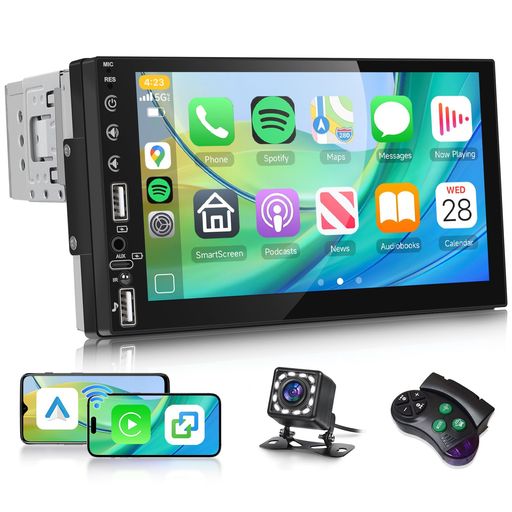 Hodozzy 1Din カーステレオ ワイヤレス Carplay/Android Auto対応 wireless、7イン...