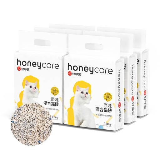 乐天商城 - HONEYCAREハニーケアミックス猫砂約21L/2.75KG*6袋セットおからとベントナイト猫砂猫トイレ用品ネコ砂固まる混ぜる脱臭抗菌真空パック飛び散らない天然素材臭みから解放トイレに流せる