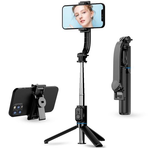 樂天商城 - boobaaa自撮り棒スマホスタンド三脚iphoneandroid対応安定性アップコンパクトリモコン付き携帯スタンド折りたたみ式セルカ棒selfiestick360°+225°可調節65~95mm多機種対応