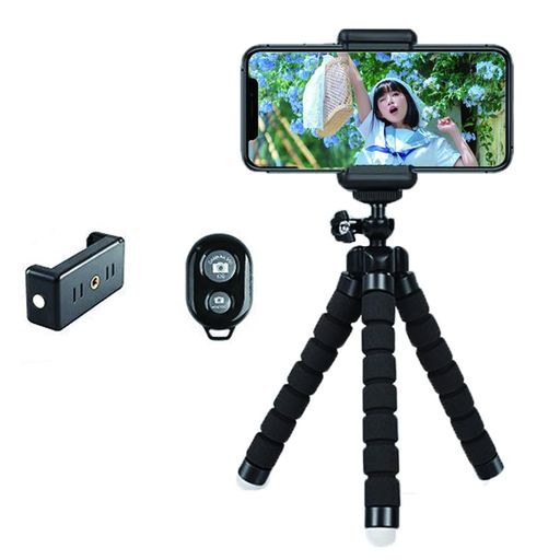 樂天商城 - スマホ三脚スマホスタンド三脚スマホくねくねスタンド360度回転雲台ワイヤレスリモコン&スマホクリップ付き自撮り三脚、柔軟、小型軽量調整固定撮影ワイヤレス持ち運び雲台(ブラック)