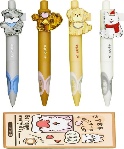 インク:黒インク/ボール径: 0.5mm 製品情報:全長約120mm/約14g,軸素材:プラスチック セット内容:4色x各色2本(合計8本セット)/仕様:ノック式ボールペン 特徴デザイン:滑らかな書き心地、軽量で、握りやすく ギフト:可愛い筆記用具系は、普段使いにも、ちょっとしたプレゼントにもおすすめ