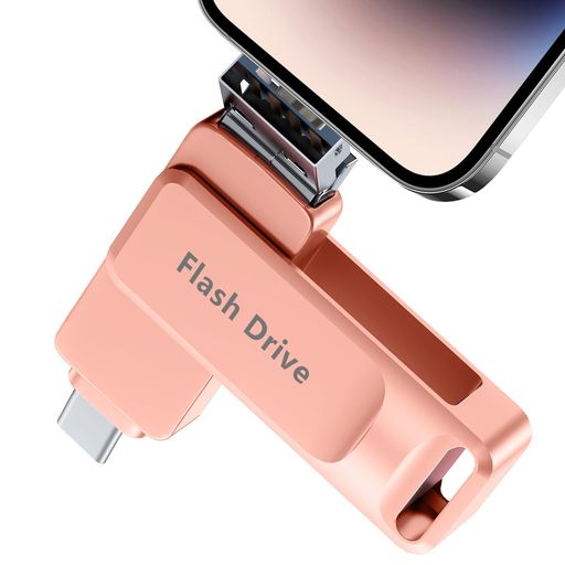 乐天商城 - Phone対応用USBメモリios/USB/Type-C対応スマホ写真保存データバックアップ外付けストレージ全Phone/Android/PC対応(ピンク512GB)