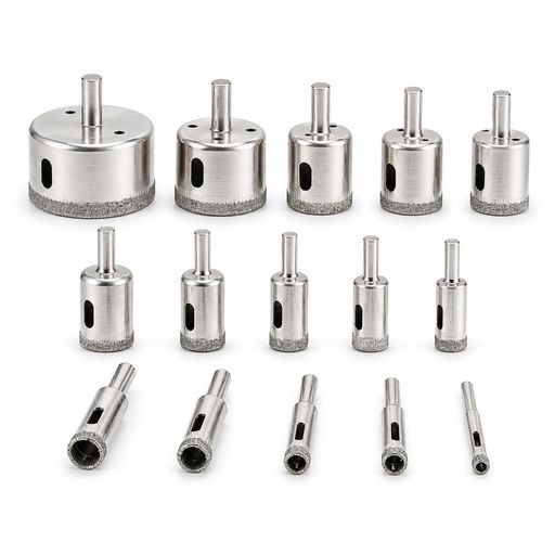 15種類のサイズがドリルビットセット:6mm、8mm、10mm、12mm、14mm、16mm、18mm、20mm、22mm、25mm、26mm、28mm、30mm、40mm、50mm。多様なニーズにお応えします。 高品質ダイヤモンドドリルビット:高強度炭素鋼製で、ビット先端には高品質なダイヤモンド研磨粒子が施されており、切削能力を向上させ、効率的な穴あけが可能であると同時に、耐摩耗性と切削寿命も向上させます。 優れた設計:中央のガイド穴と側面の穴により、切りくずの排出が容易です。表面はメッキ処理されており、耐用年数を延ばし、耐食性を高めています。 幅広い用途:電気ドリル、充電式ドリルドライバー 、ボール盤に取り付けることができ、ガラス、セラミック、花岡岩、大理石、タイルなどの材料への穴あけに最適です。 【ご注意】硬い材料を切削する際は、ドリル材の損傷や工具の早期摩耗を防ぐため、常に工具を冷やしてください。ドリルビットを冷やすために水を継続的に加え、決して乾いた状態でドリルをしないでください。これにより、ドリルビットセットの寿命を延ばすことができます。
