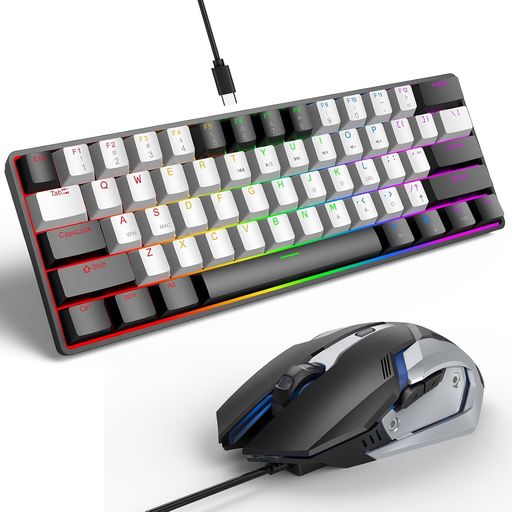 LAMA ゲーミングキーボード 61キー 赤軸搭載 メカニカルキーボード LEDバックライト付き ノートパソコン PC ゲーマー タイピスト Mac/PS4/Xbox ONE/Windowsゲーマー向け小型ポータブル有線キーボー…