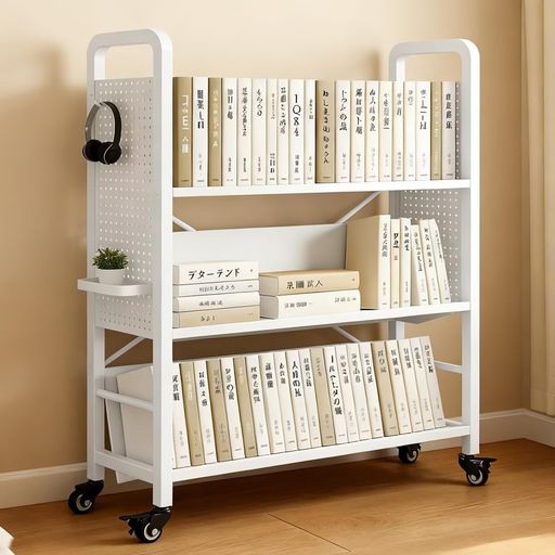 🔨【長期使用に耐える高耐久鉄製ボディ】この本棚は高品質な鉄を素材に製作され、優れた耐荷重性能で変形しにくく、長期間の使用に耐える高い耐久性を備えています。表面は滑らかに仕上げられ、角に丸みを持たせることで安全性を確保。日常のお手入れは湿らせた布で軽く拭くだけで簡単に汚れを落とせます。 🧺【書籍から小物までまとめて整理できる設計】3 段のオープンラックは、様々なアイテムを収納するのに十分な広さを持っています。ファイルラックやリビングの飾り棚として、書籍や写真立て、小物、鉢植えなどを自由に配置できます。両側に有孔ボードを採用しているため、イヤホンや鍵、バッグなどをフックで掛けて収納することも可能です。 ✨【どこでも簡単に移動できるキャスター仕様】4 つのキャスター付きのこのキャスター付き本棚は、車輪が 360° 自由に回転するため、床を傷つけることなく手軽に静かに移動させられます。キャスターにはブレーキが付いているため、設置時はしっかりと固定でき、安定した状態で使用できます。お部屋の掃除やレイアウト変更の際に非常に役立ちます。