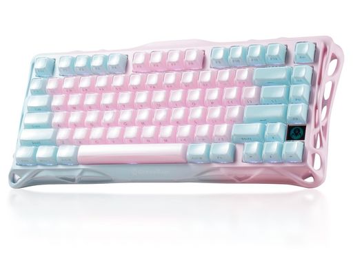 GravaStar K1 Lite かわいい ゲーミングキーボード 無線 ワイヤレス 75%レイアウト テンキーレス ホットスワップ対応 ガスケット搭載 Bluetooth 5.0/2.4G/有線接続 ピンクとブルーバイカラー プディ…