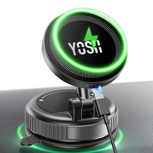 【2026新登場:15W急速充電 & 12個タービン冷却孔】YOSH 車 スマホホルダー 充電 吸...