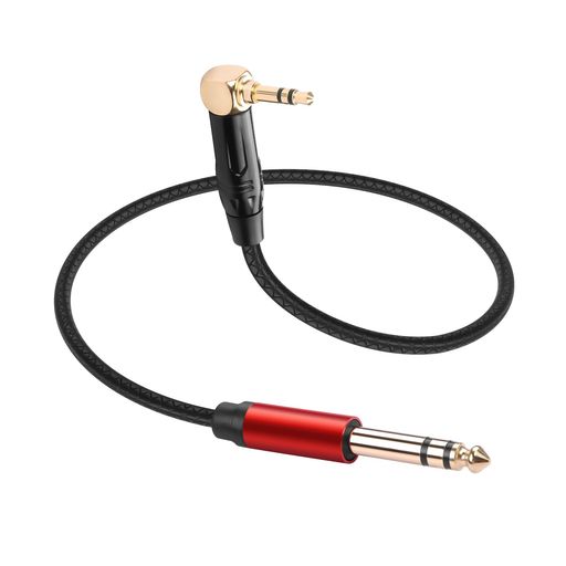CERRXIAN 90°3.5mm TRS ステレオ - 6.35mm TRS ステレオ オーディオケーブル、3.5mm オス- 6.35mm オス レザー調オーディオケーブル エレキギター、ミキサー、アンプ、キーボード、スピーカーに対応 (…