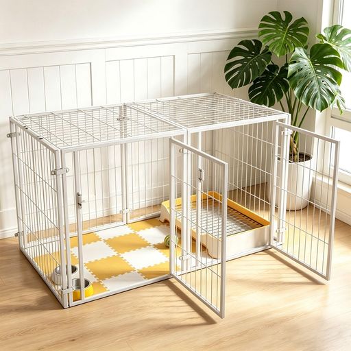 乐天商城 - ペットサークル犬ゲージペットフェンス犬小型犬中型犬折りたたみ可能サークルケージドア付き(2つのドア、120x60x60cm)柵組立簡単レイアウト自由トイレトレーニング脱走防止自立ケージ犬…
