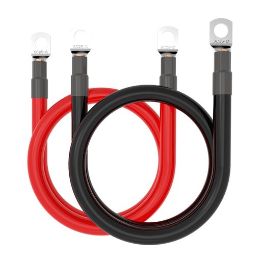 4 AWG 25mm2 のゲージ 45.7cm の電池ワイヤー一定の赤 + 黒の純粋な銅力インバーター ケーブル(3/8 ”の 1 つの肯定的な及び 1 つの否定的な)ターミナル自動車、車、トラック、オートバイ、ボー…
