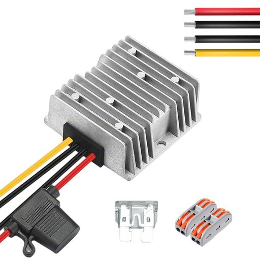 降圧コンバータ:DC/DCコンバータレギュレータは、実際の電流要件を満たすために24 Vを12 Vと20 Aの電流に下げることができます。入力範囲:20 V-36 V、出力電圧:12 V、出力電流:20 A。出力ワット数:240 W。注意:1.使用前に入力電圧が正しいかどうかをチェックしてください。2.配線前に電源のプラスマイナス極性を確認してください。 満載条件下においても、安定した12 Vプラスマイナス1%電圧を提供でき、カーオーディオシステム、LEDランプストリップ、離網設置などの高電力設備に最適である。 5層安全システム:この24 V回転12 Vコンバータはヒューズを持ち、過電流/過温度/短絡保護を有する。設備の安全を確保する 防水保護:DC 12 V 20 A安定変換器防塵、防水、防振、内部電子部品と外部環境の隔離を確保すると同時に、屋外の大雨や悪天候に耐えることができる。 使いやすい:約10 mm(0.4インチ)のワイヤをはがし、端子に差し込みます。この降圧レギュレータには、迅速な接続のためのレバーナット接続が装備されている。配線が不要で、配線時間が短縮されます。