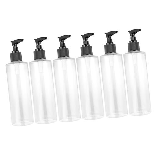 minkissy 250ml 透明プラスチック押し出しポンプボトル 6個セット 詰め替え可能 旅行用液体ボトル シャンプー コンディショナー ボディソープ用 ランダムカラーのポンプヘッド付き papimomoshop-10036197 papimomo.shop パッケージ画像