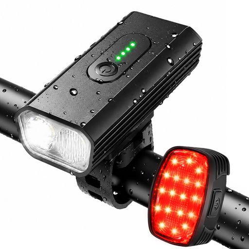 DARKBEAM 自転車ライトキット 超高輝度自転車ライト USB充電式 ヘッドライト (LEDx...