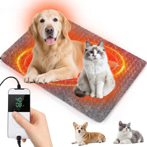 ペット用暖房マット、ペット用加熱マット 🐾【温度調節可能】当社のペット用ヒートパッドは30~55°Cの温度調節機能を備えており、様々なペットや異なる生活環境、ライフステージに対応した最適な温度を提供できます。これは単なる冬の寒さ対策のペット用ホットマットだけでなく、筋肉や関節の痛み、関節炎、リウマチのある高齢の犬や猫のための赤外線ヒートセラピーベッドでもあります。やさしい温もりがペットに深い眠りと毎回のヒートセラピーをもたらします。私たちの愛するペットにはこのようなペット用ヒートマットが必要です。 🐾【オートオフタイマー】このペット用ベッドウォーマーは6段階のタイマーとオートオフ機能を備えており、2時間、4時間、8時間、12時間、24時間、および常時オン(ON)の設定が可能で、より広い時間範囲をカバーできます。タイマーの選択肢が豊富で設定が柔軟です。オートオフ機能により、毎日のプラグの抜き差しが楽になります。 🐾【Cozy Comfort】高級サンゴ絨毯カバーで、厚く、超極細で通気性に優れ、パッドには柔らかいウールが詰められており、ペットのための快適なスペースを提供します。