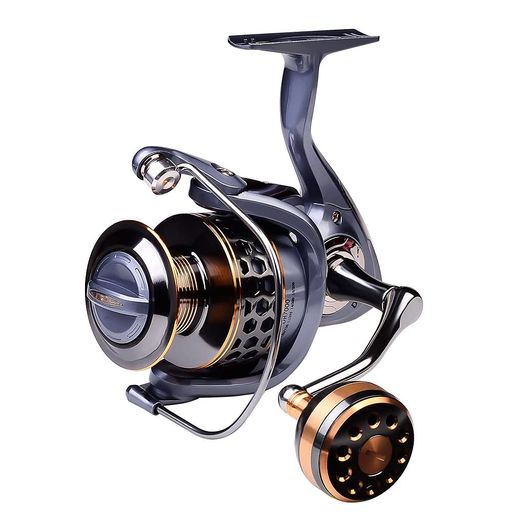 ・超軽量スピニングリール、ギア比5.2:1、最大ドラグ力17Kg、型番DR5000、、ライン巻き量0.25mm/225m、0.30mm/155m、0.35mm/115m。 ・高剛性複合材料ボディ、CNCで加工されたアルミ深溝スプール、軽くてライン容量が大きい、重さは200gのみ、釣りや携帯とても易い。 ・金属ギア、銅製主軸、ステンレス製ボールベアリング、金属ハンドル、高強度耐衝撃の複合材料のフレーム、耐久性が高くて安定性も良い。 ・快適な金属ハンドル、簡単な左右交換できて、滑らかな巻き心地を提供する。軽量な本体で長時間楽々使えて行きましょう。 ・最大ドラグ力17Kg、防水で設計され、陸釣りに限らず、船釣り、海釣りにも適する淡水にも海水にも適用する。