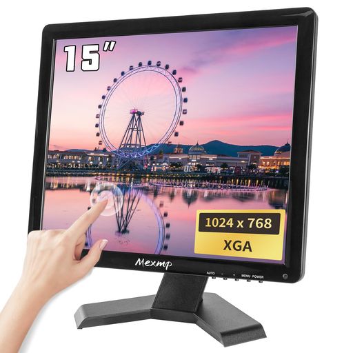 Mexmp 15インチ 静電容量式マルチタッチモニター 10点タッチ対応 1024x768 TFT液晶 HDMI/VGA/AV/USB/BNC入力 内蔵スピーカー付き POS/ゲーム機/ノートPC接続用