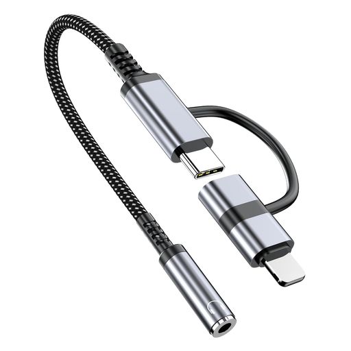 Hovvaa 2in1 Type-C & Phone 3.5mmイヤホンジャック変換ケーブル シルバー
