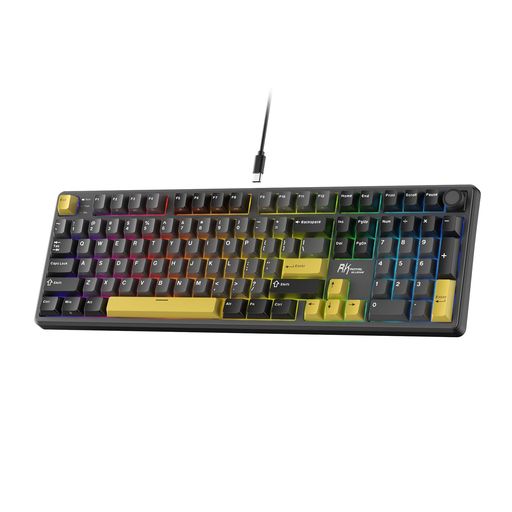 RK ROYAL KLUDGE X104 フルサイズメカニカルキーボード、有線クリーミーゲーミングキーボード(テンキーとノブ付き)、104キー、リニアスイッチ、RGBバックライト、Windows/Mac用オンラインソフト…