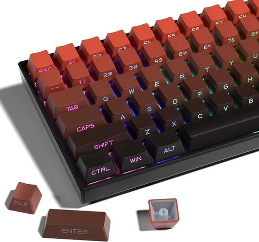 XVX サイドプリント グラデーションレッド ダブルショット PBT キーキャップ ライトスルー 136 キー OEM プロファイル MX スイッチ対応